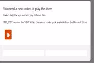 You need a new codec to play this item  Playing MOV files