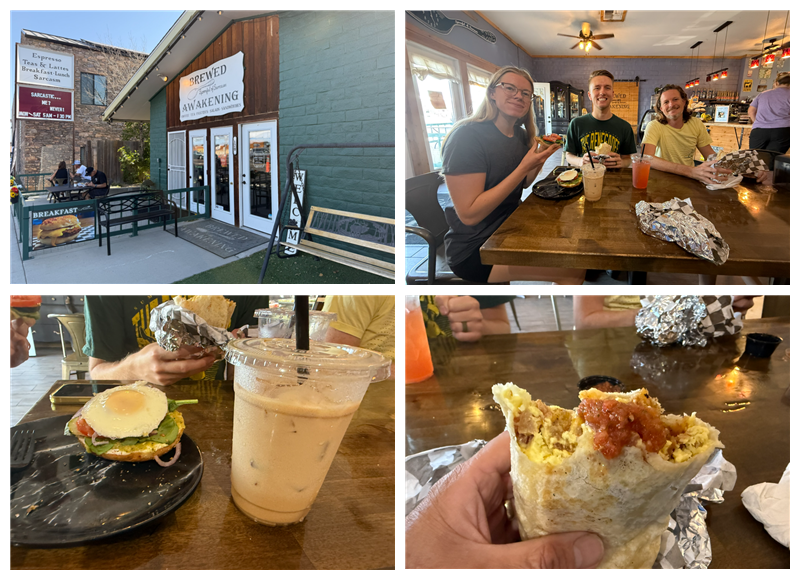 Breakfast at Brewed Awakening Before We Head to the Trailhead Breakfast at Brewed Awakening Before We Head to the Trailhead